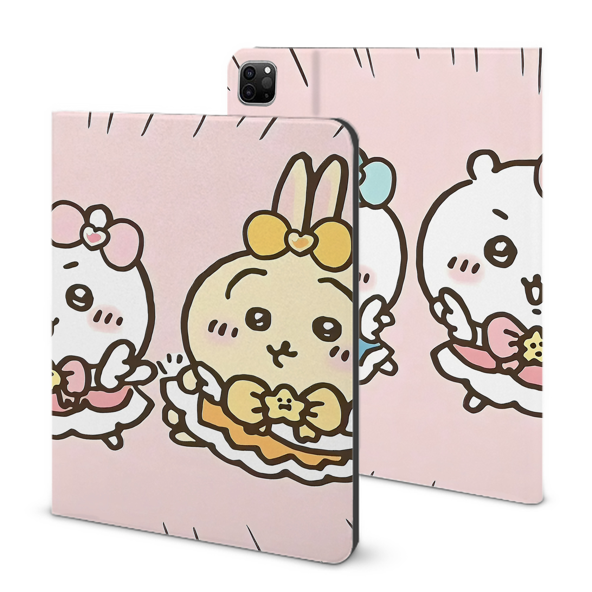 （画像用） ちいかわ Chii-kawa IPad ケース ブック型 PUレザー TPU 耐衝撃 軽量 薄型 ペン収納なし 全面保護 IPad 各モデル対応